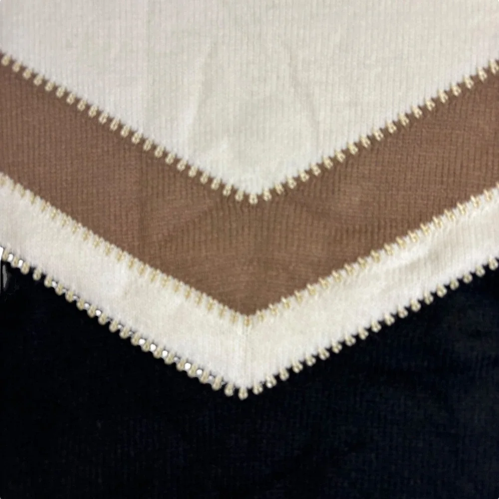 Chevron Sweater‎ Color Block Pullover Knit Top Casual Everyday Small